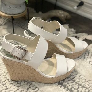 Michael Kors White Wedge Sandals - size 10 - only worn in the house